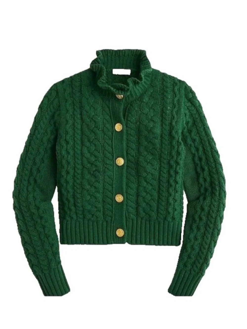 Like NEW J.Crew Green Cable Knit Cardigan Sweater - Picture 1 of 7